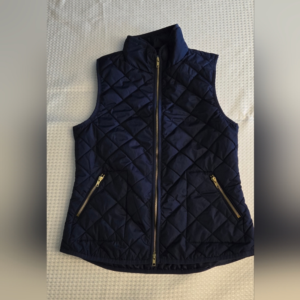 Old Navy Dark Blue Quilted Women's Vest W/ Zippers Size XS - Picture 1 of 4